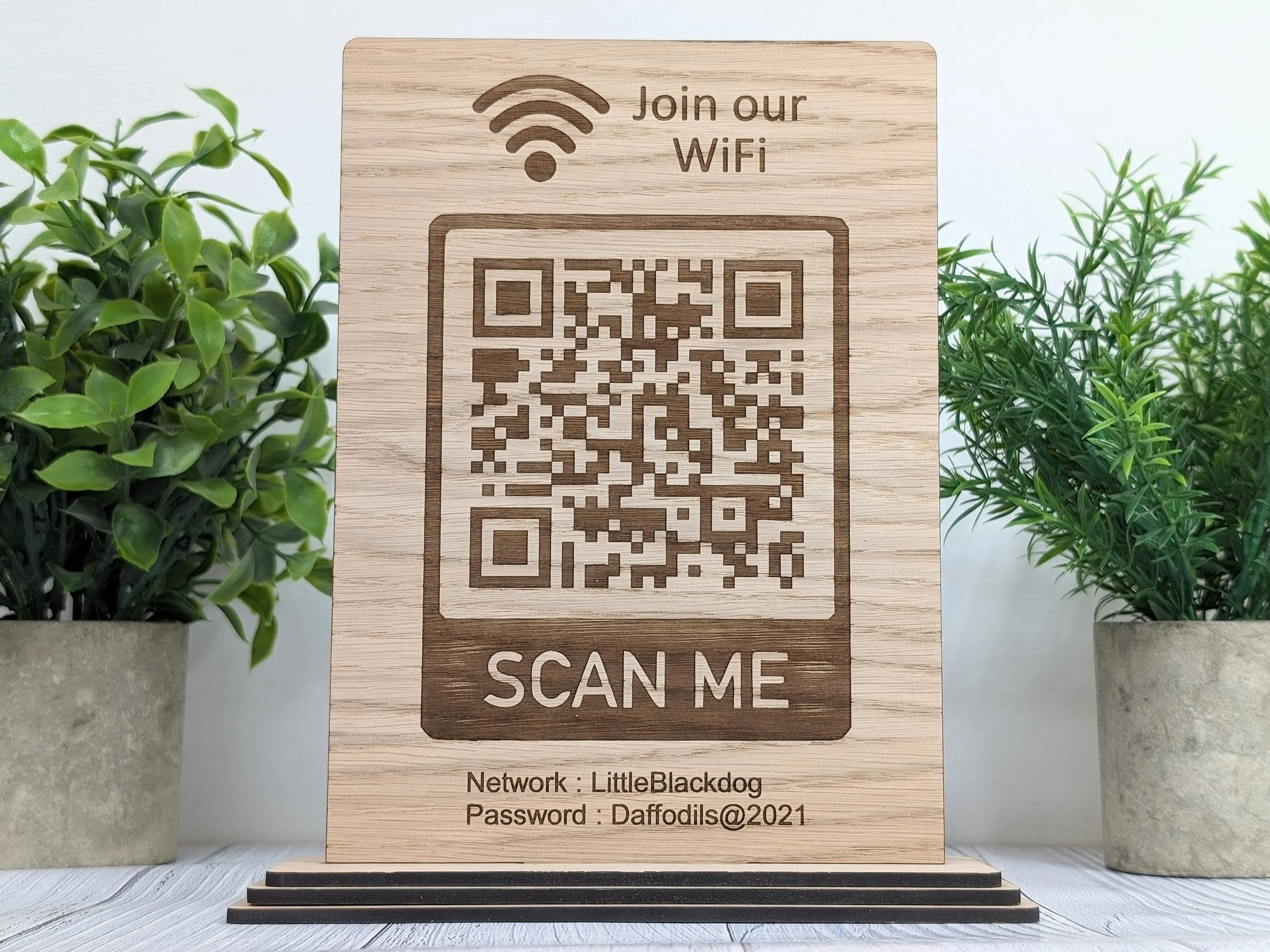 Wooden WiFi QR Code Extra Large Table Sign - Image 3