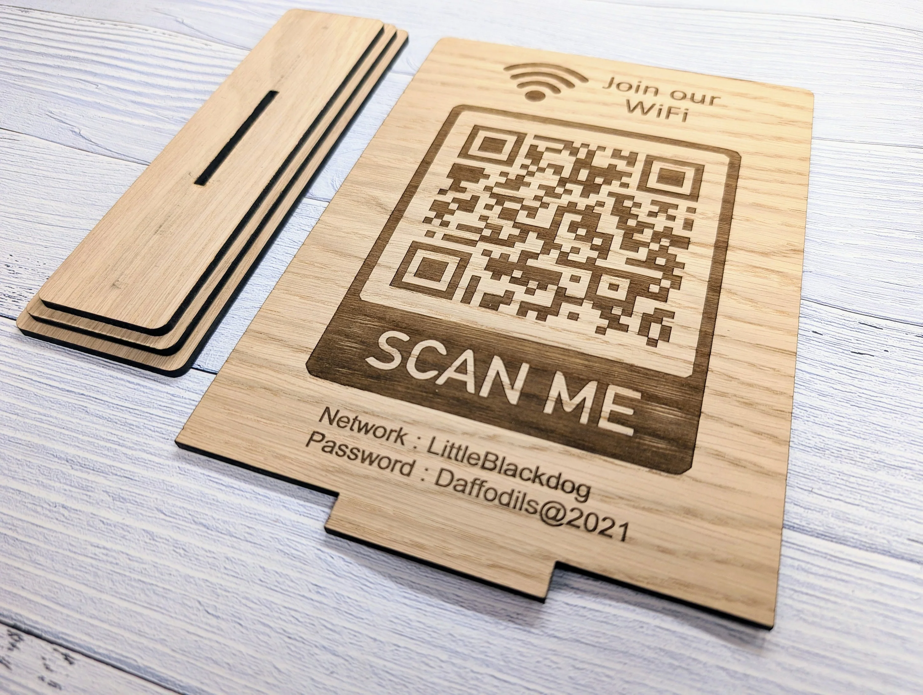 Wooden WiFi QR Code Extra Large Table Sign - Image 4