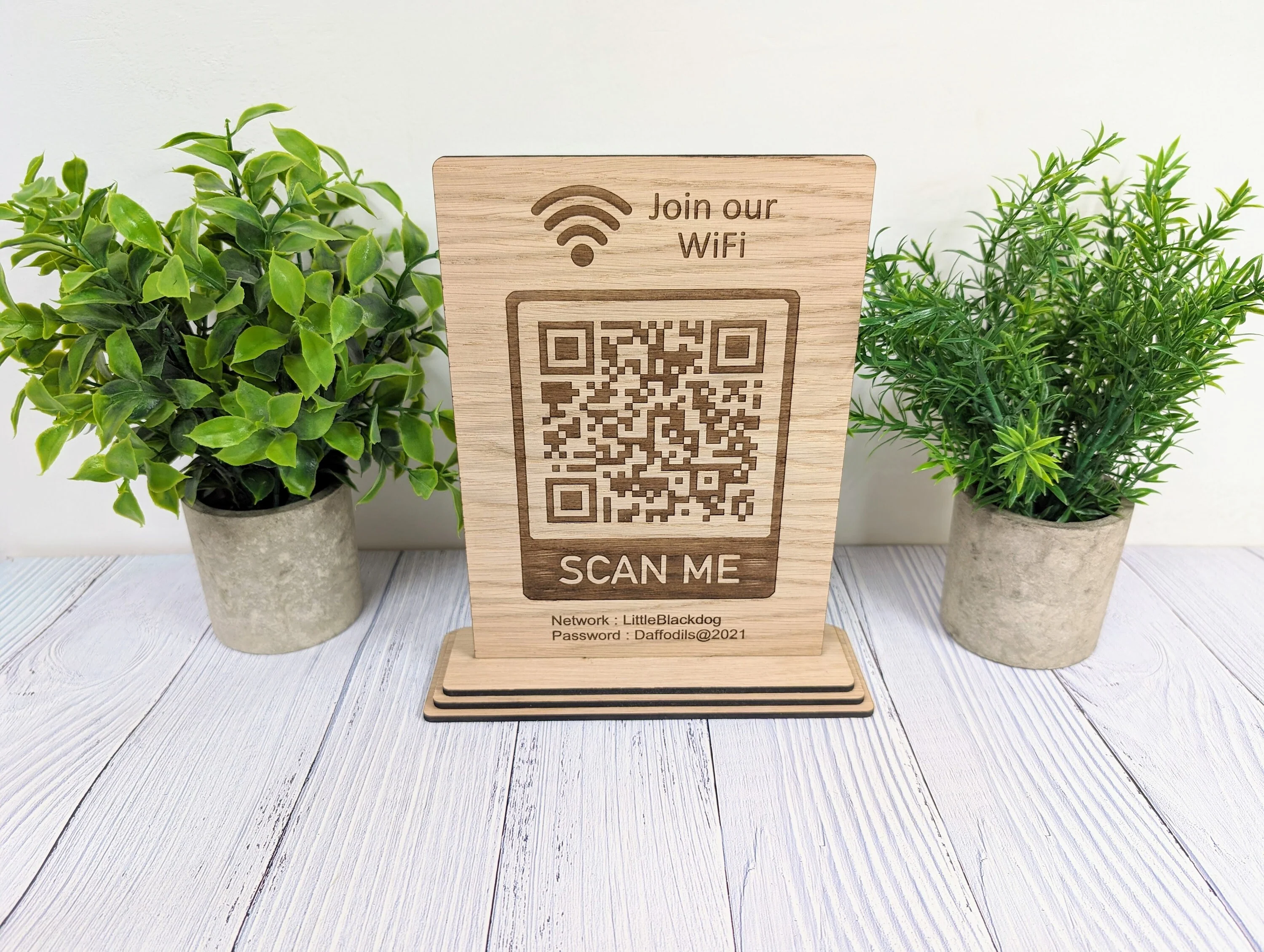 Wooden WiFi QR Code Extra Large Table Sign - Image 5