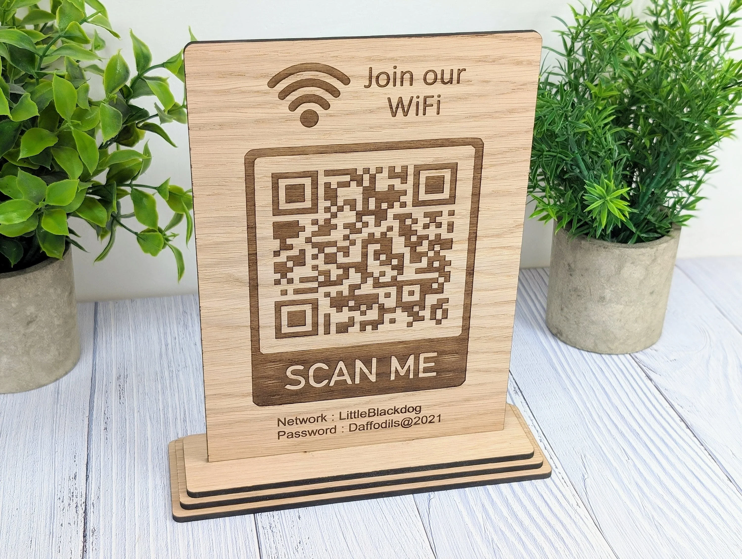 Wooden WiFi QR Code Extra Large Table Sign - Image 6