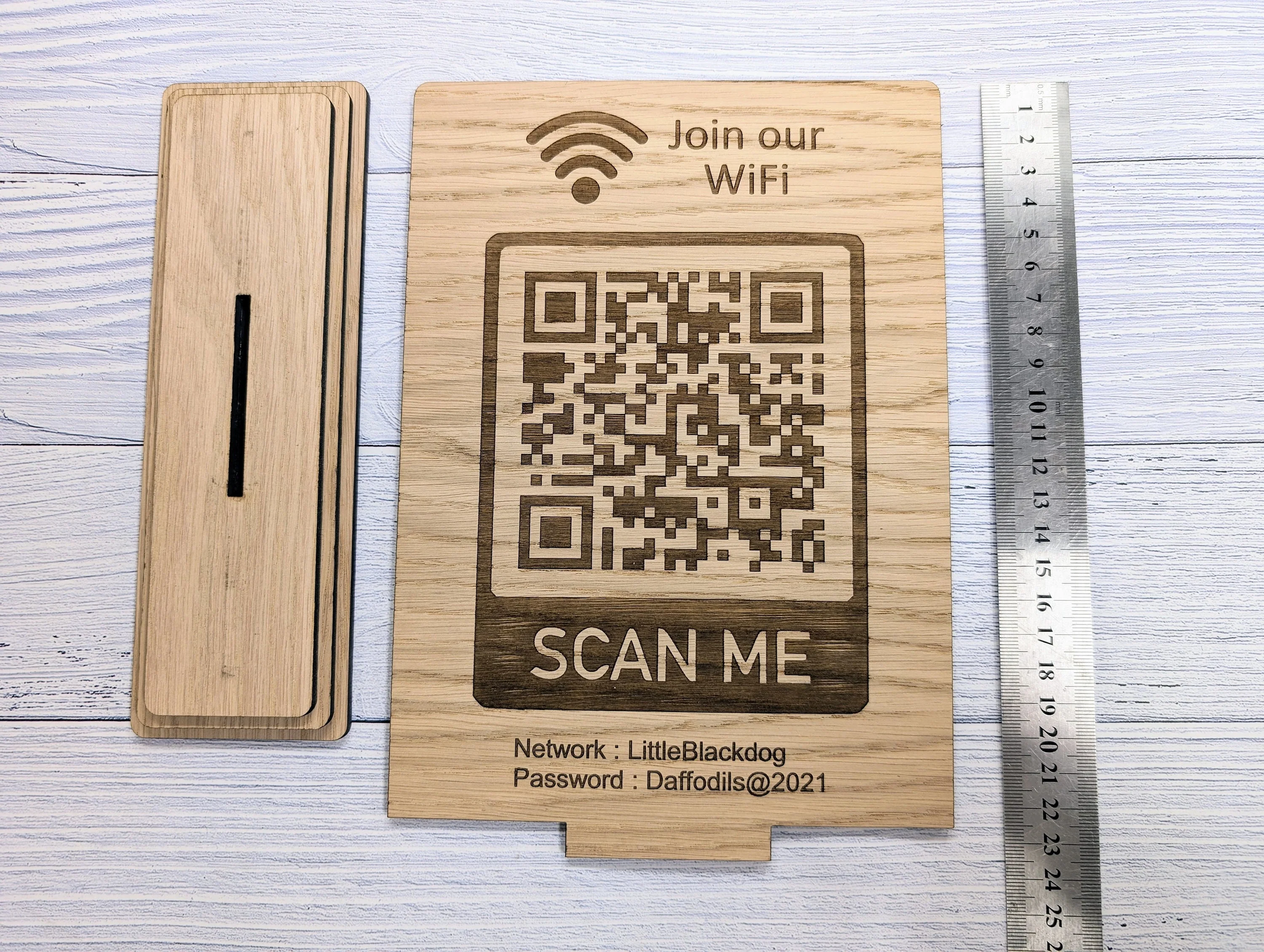 Wooden WiFi QR Code Extra Large Table Sign - Image 7