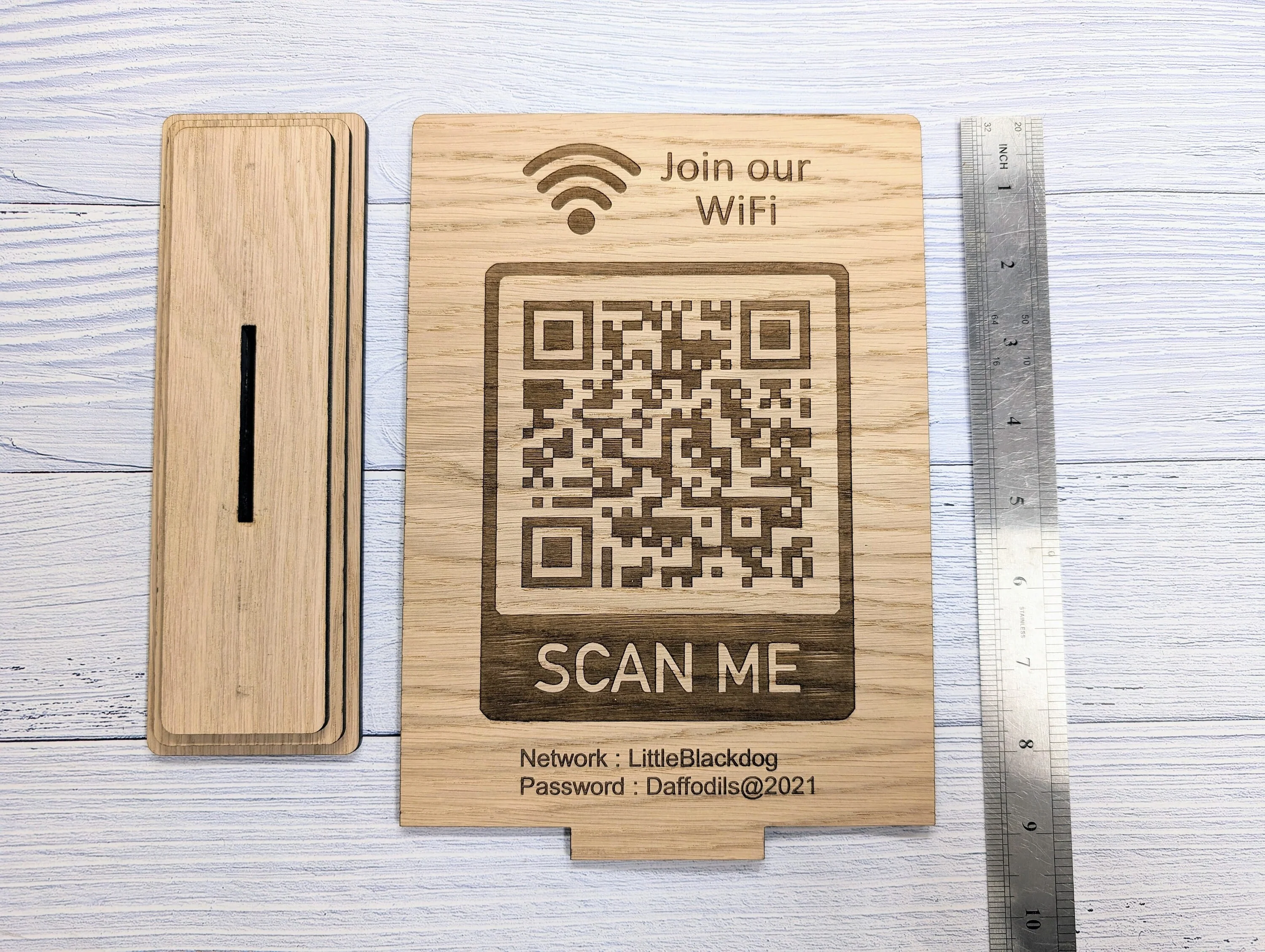 Wooden WiFi QR Code Extra Large Table Sign - Image 9