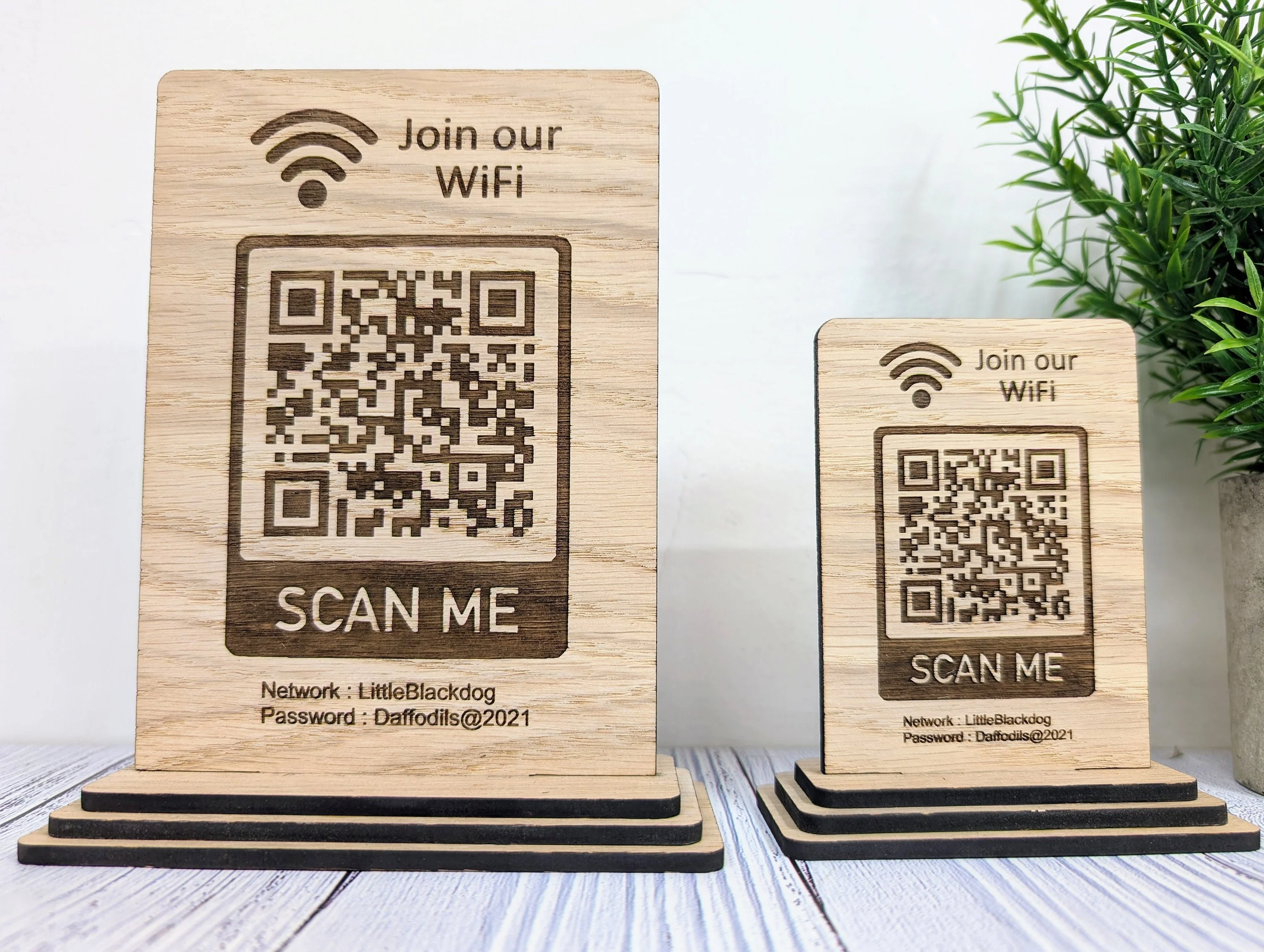 Wooden WiFi QR Code Sign, 2 Sizes, Single or Double-Sided - Image 3