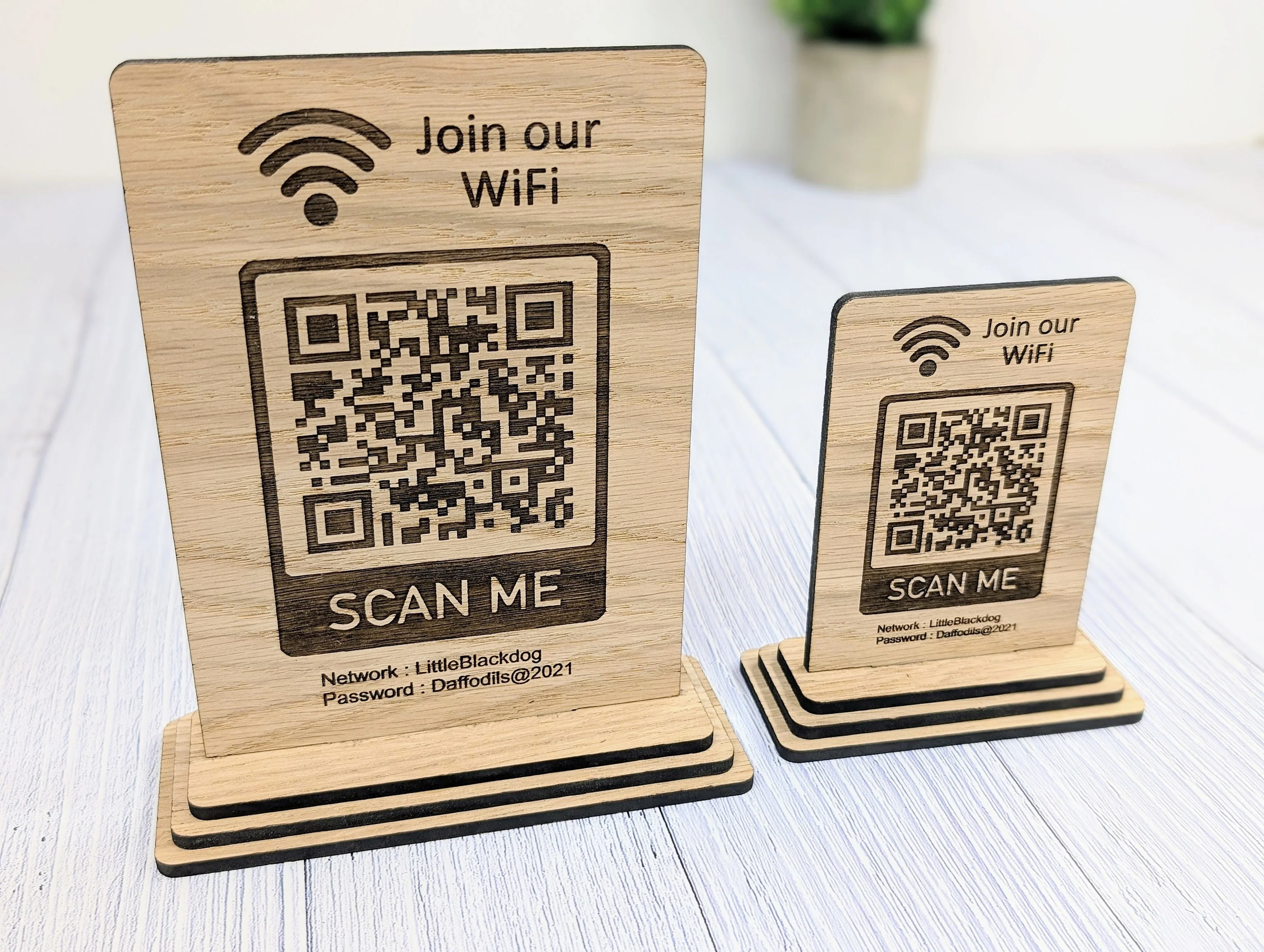 Wooden WiFi QR Code Sign, 2 Sizes, Single or Double-Sided - Image 4