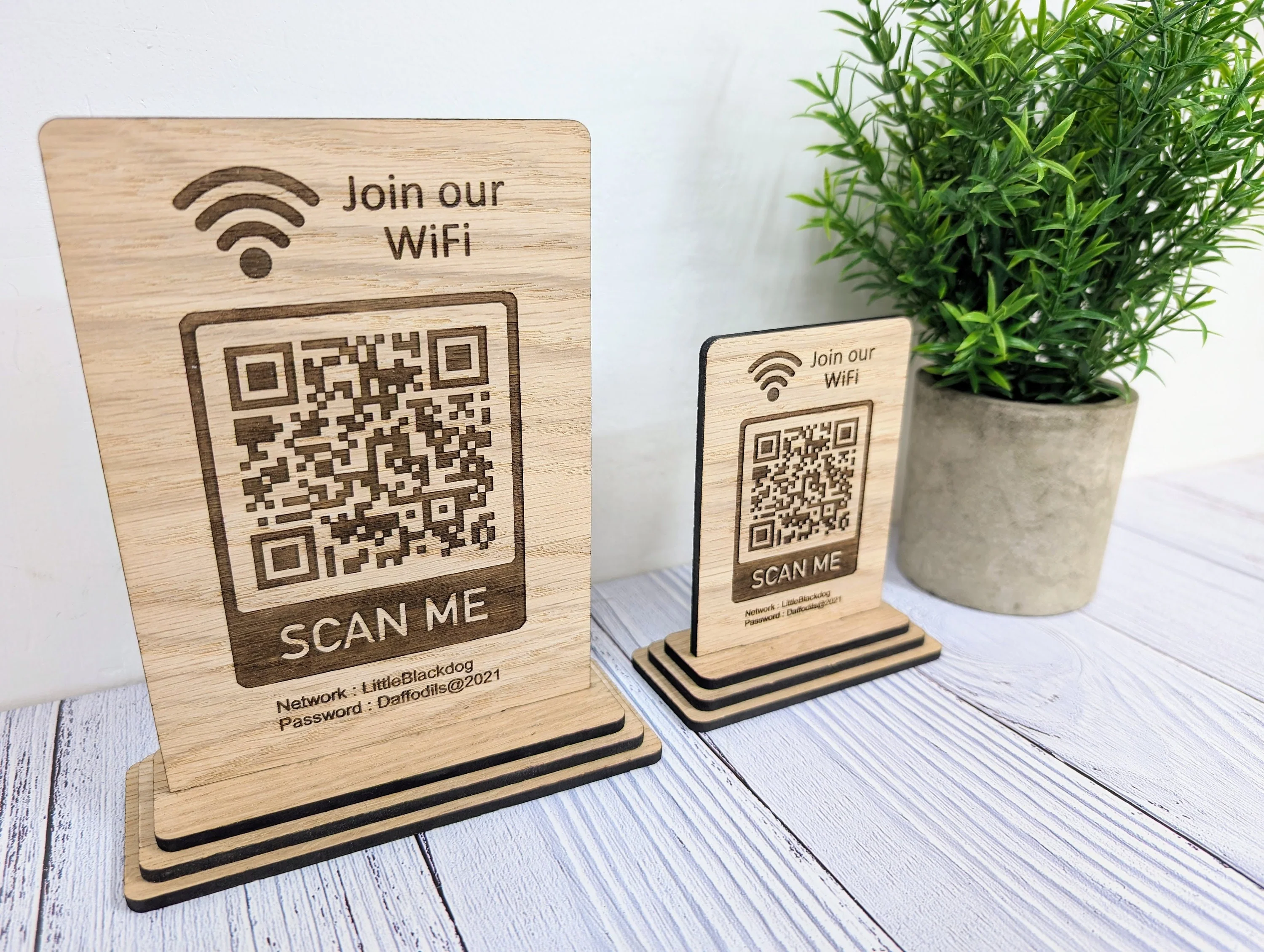 Wooden WiFi QR Code Sign, 2 Sizes, Single or Double-Sided - Image 5