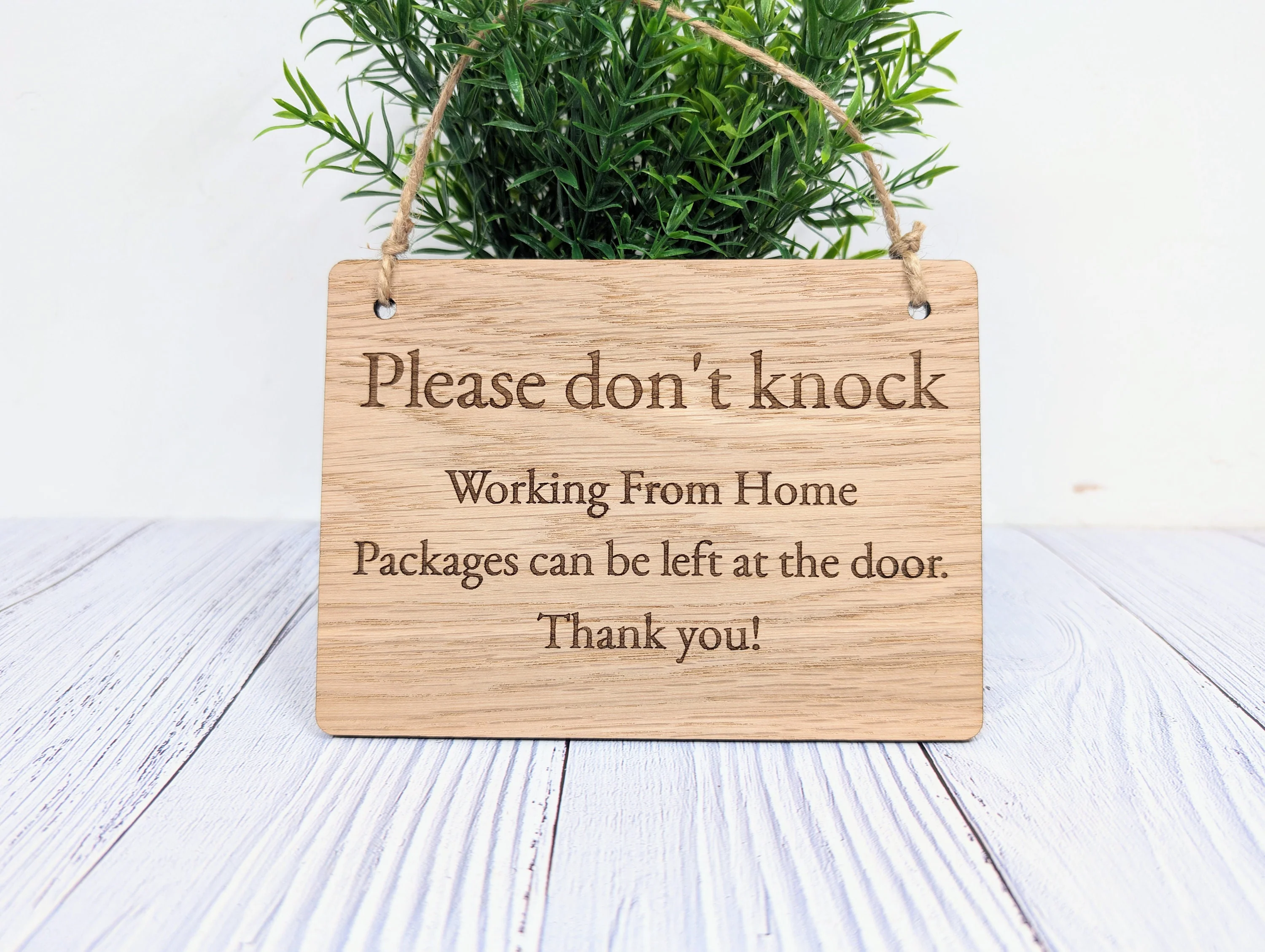 Working From Home,  Wooden Sign | Oak Veneer | Door Sign | No Knocking | Package Delivery | Handcrafted in the UK - Image 2