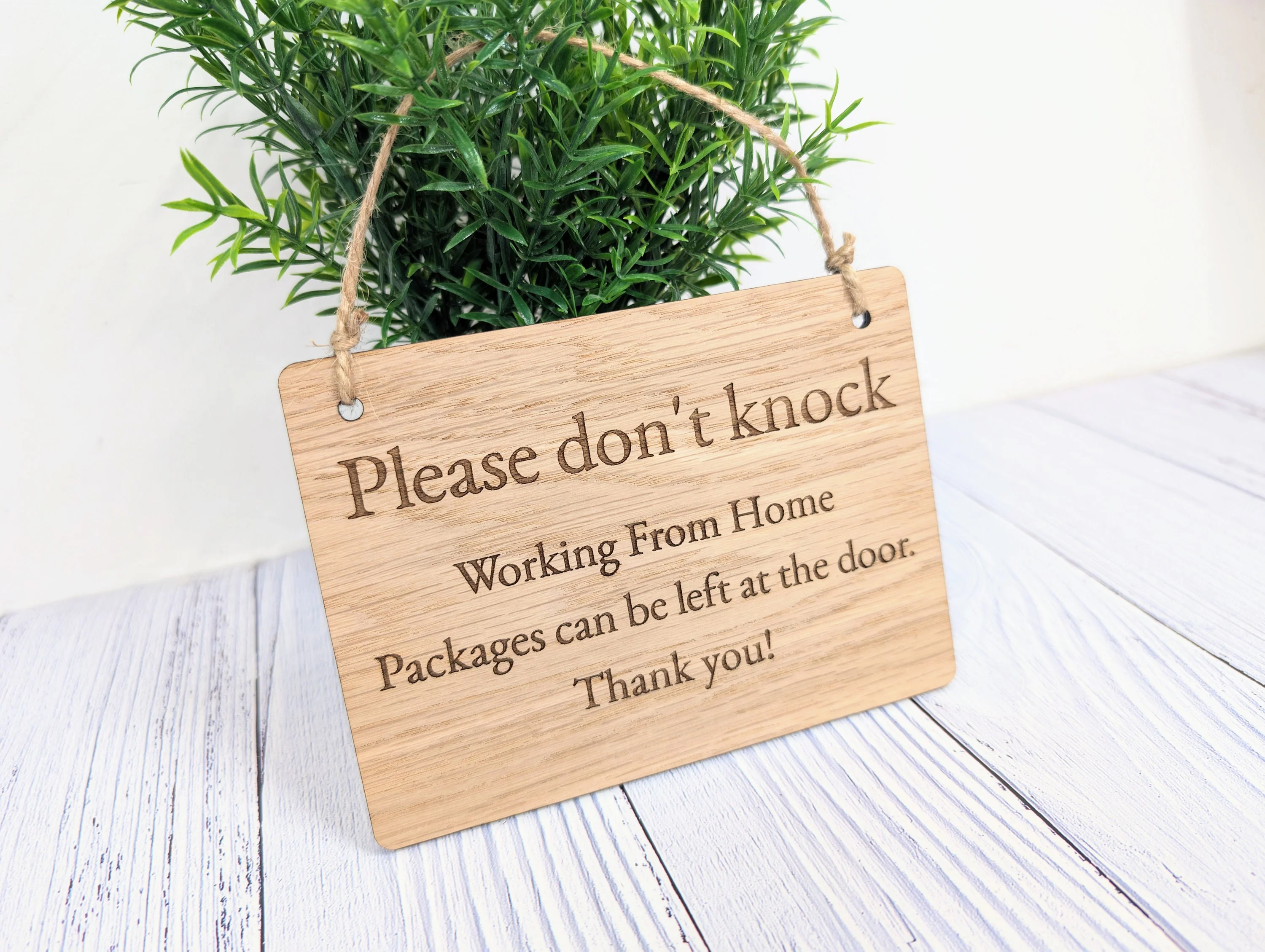 Working From Home,  Wooden Sign | Oak Veneer | Door Sign | No Knocking | Package Delivery | Handcrafted in the UK - Image 4