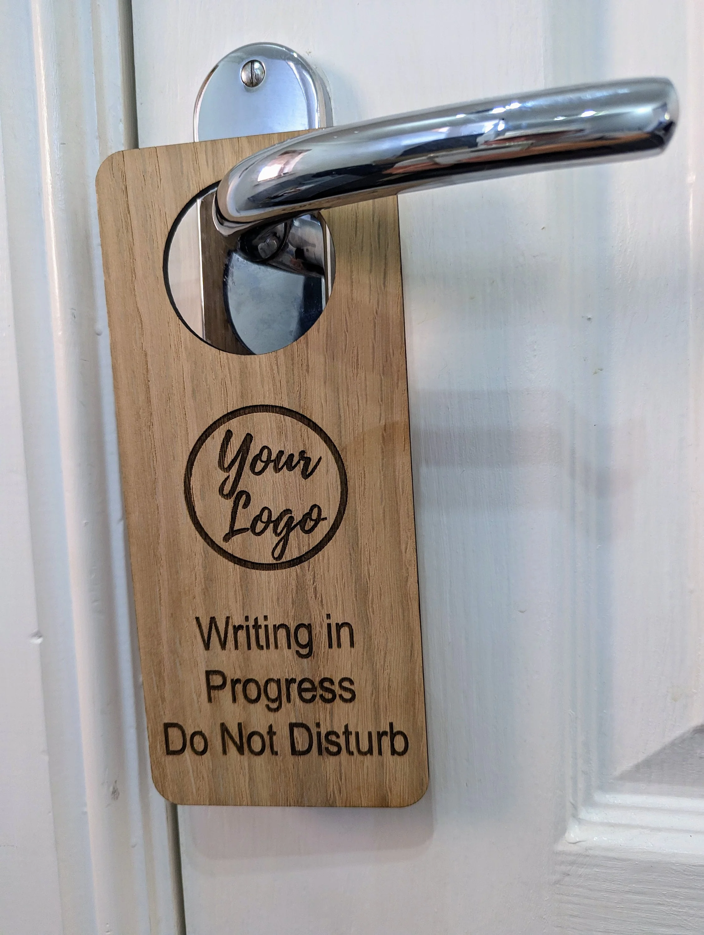 Writing in Progress, Do Not Disturb - Door Hanger, Personalised Sign, Room Sign, Study Room Sign, Oak Plaque, Logo Door Sign - Image 3