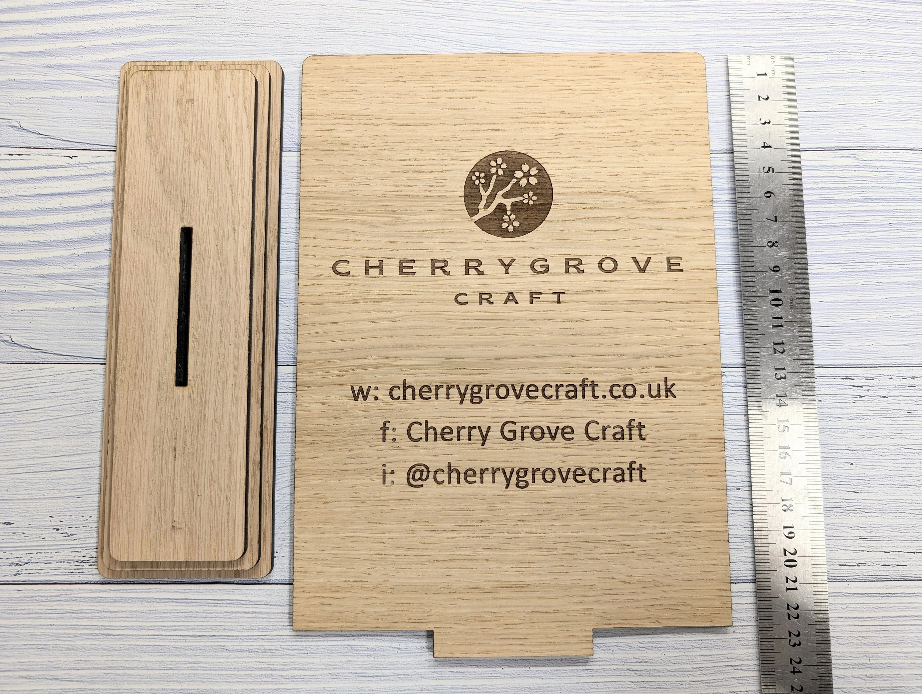 XL Custom Wooden Business Table Sign with Logo, Website & Social Media Handles - Image 3