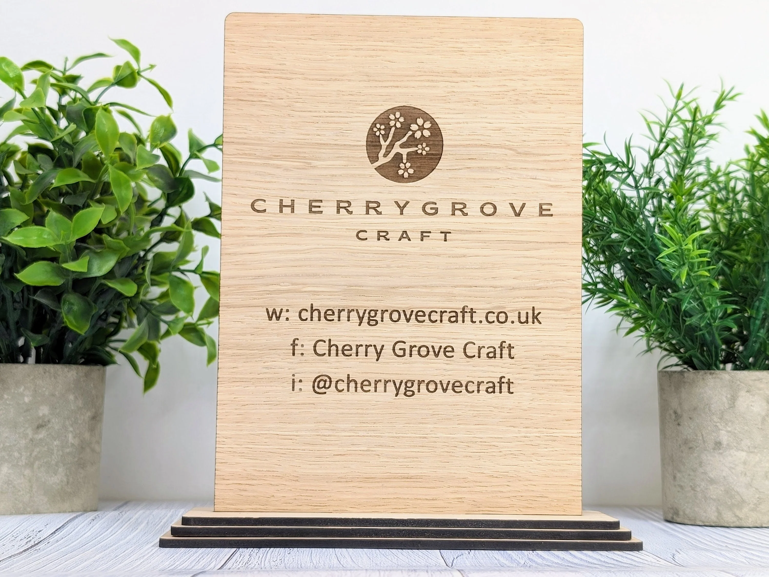 XL Custom Wooden Business Table Sign with Logo, Website & Social Media Handles - Image 4