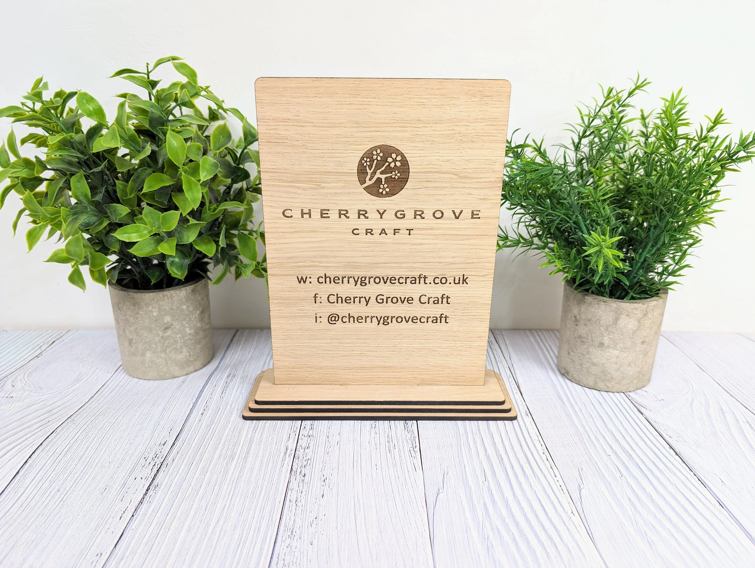XL Custom Wooden Business Table Sign with Logo, Website & Social Media Handles - Image 6