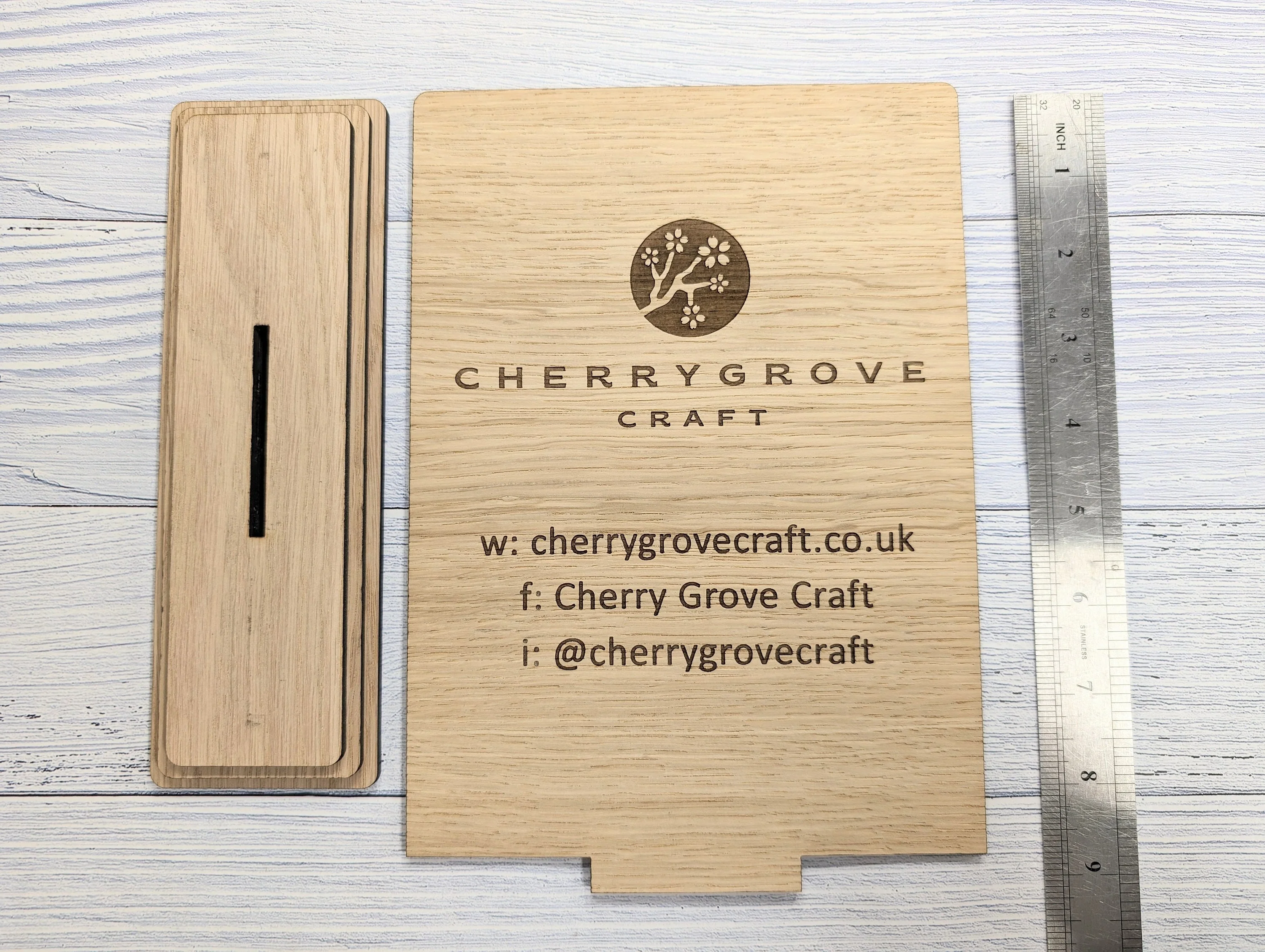 XL Custom Wooden Business Table Sign with Logo, Website & Social Media Handles - Image 9