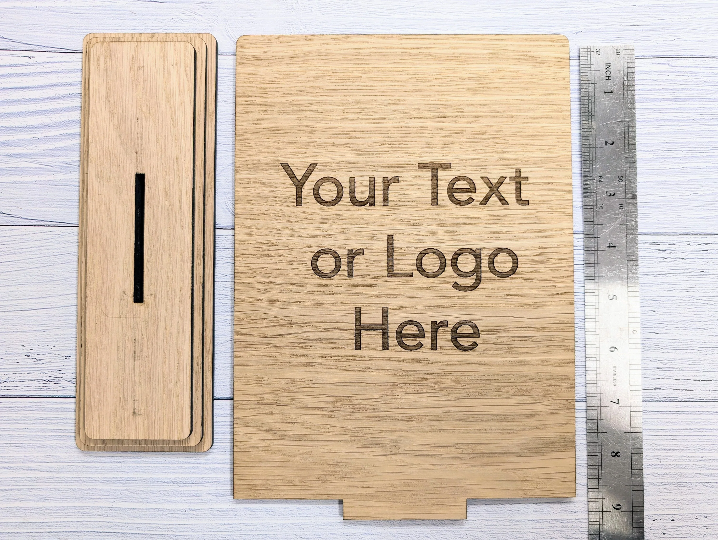 XL Personalised Wooden Table Signs - Custom Text & Logo, Freestanding with Removable Base - Image 4