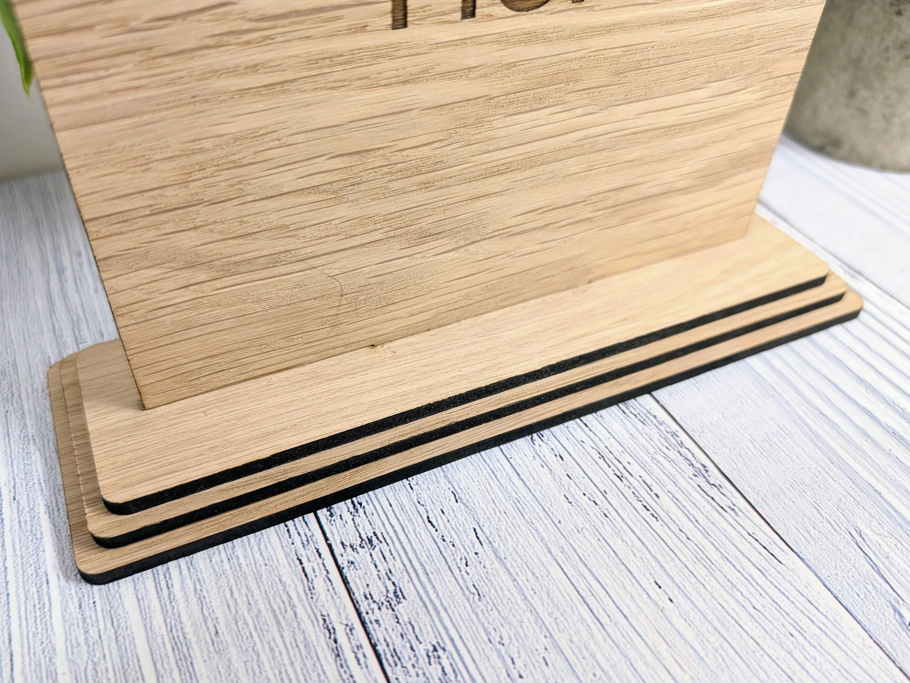 XL Personalised Wooden Table Signs - Custom Text & Logo, Freestanding with Removable Base - Image 5
