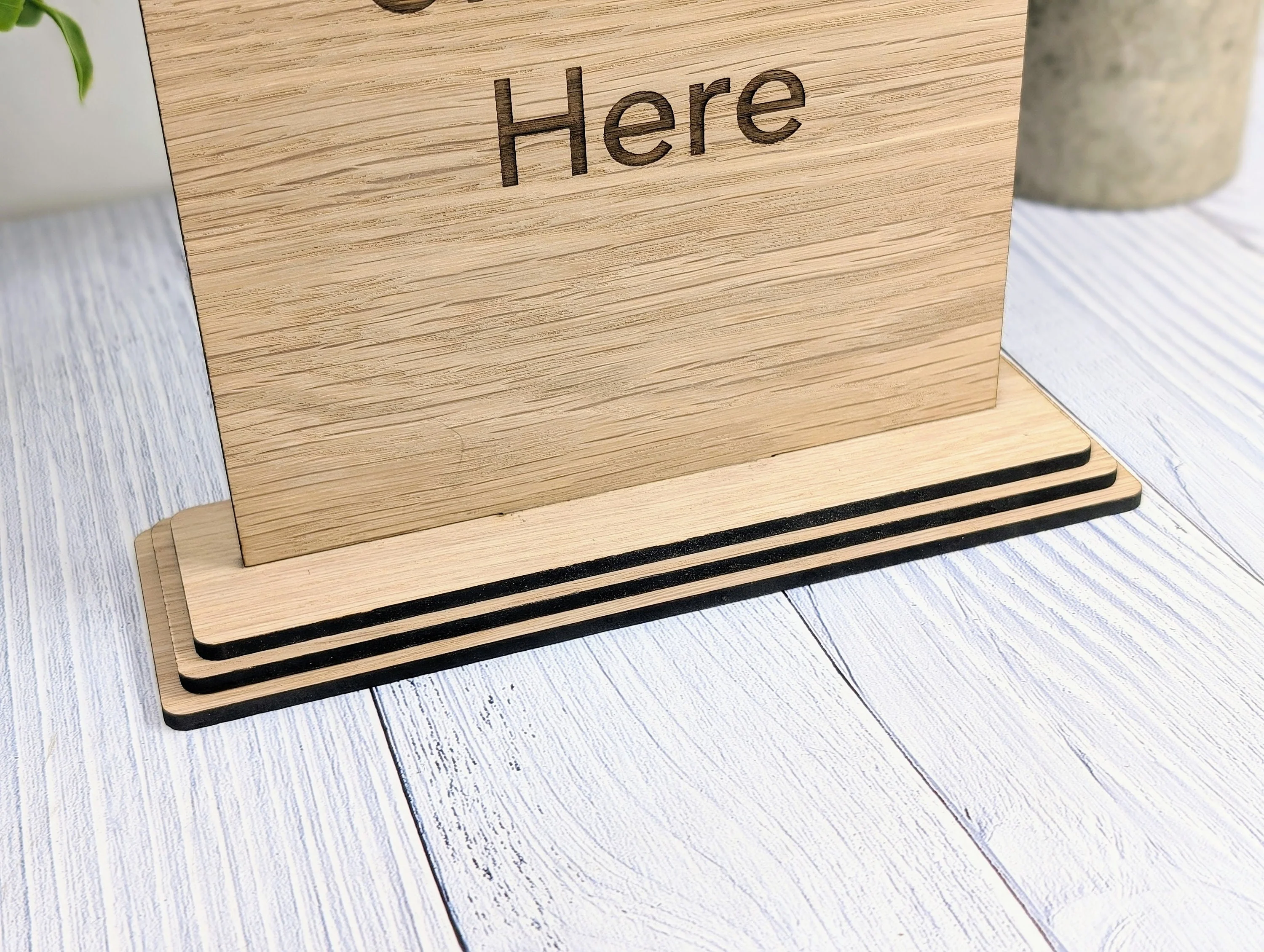 XL Personalised Wooden Table Signs - Custom Text & Logo, Freestanding with Removable Base - Image 6