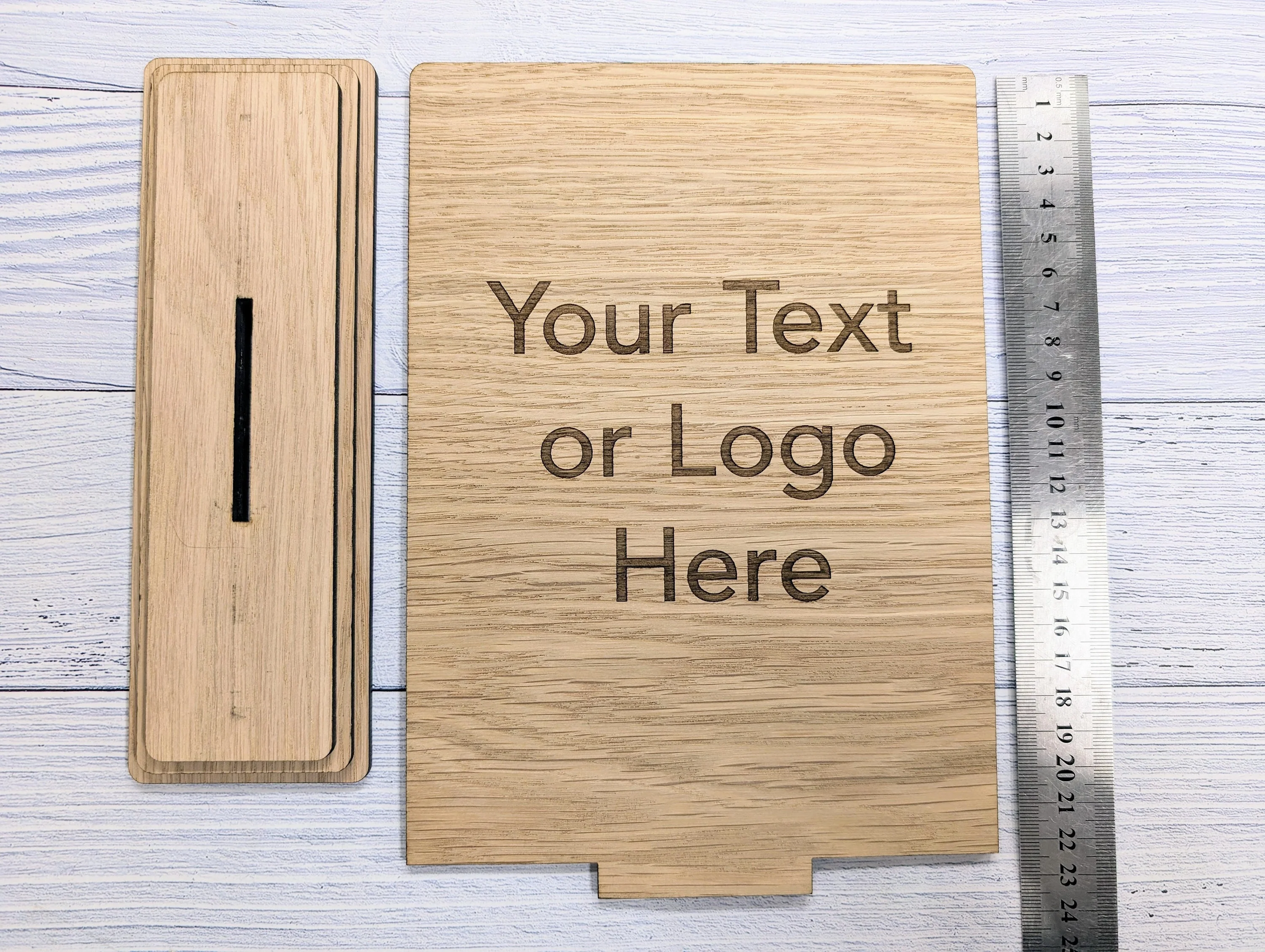 XL Personalised Wooden Table Signs - Custom Text & Logo, Freestanding with Removable Base - Image 9