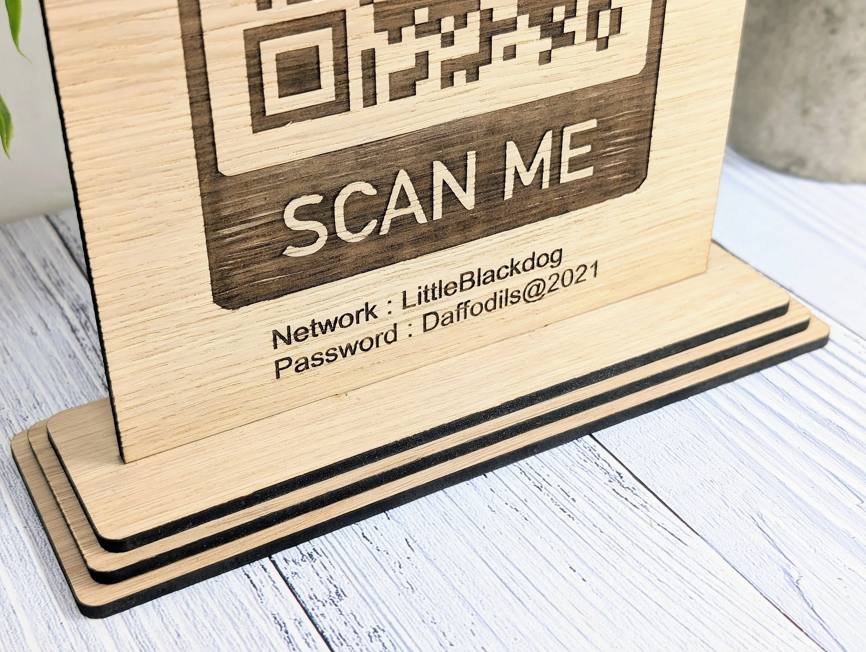 XL Wooden WiFi QR Code Sign, Eco-Friendly Custom Network Name and Password Table Display, Single or Double-Sided, Extra Large - Image 6