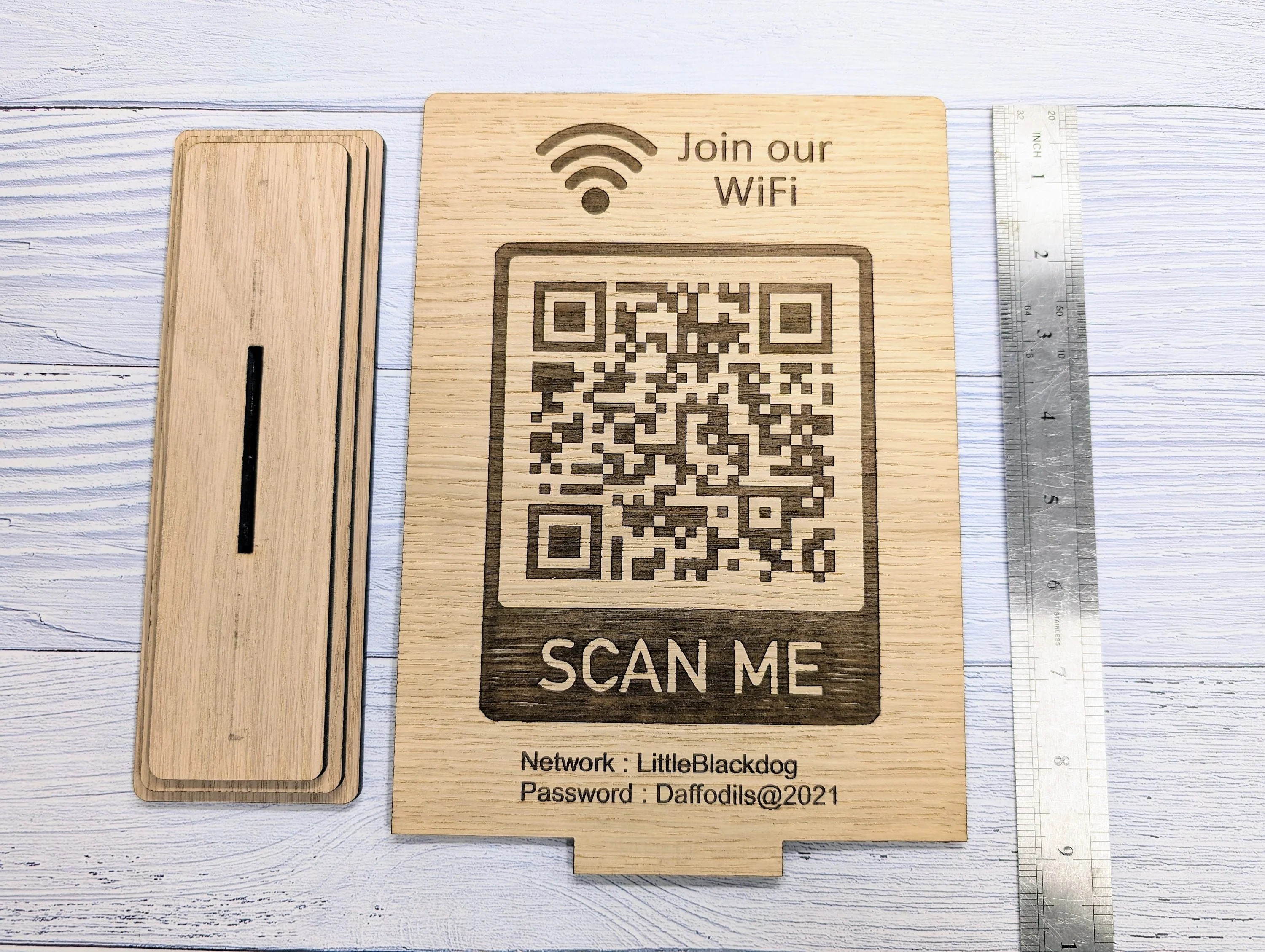 XL Wooden WiFi QR Code Sign, Eco-Friendly Custom Network Name and Password Table Display, Single or Double-Sided, Extra Large - Image 7