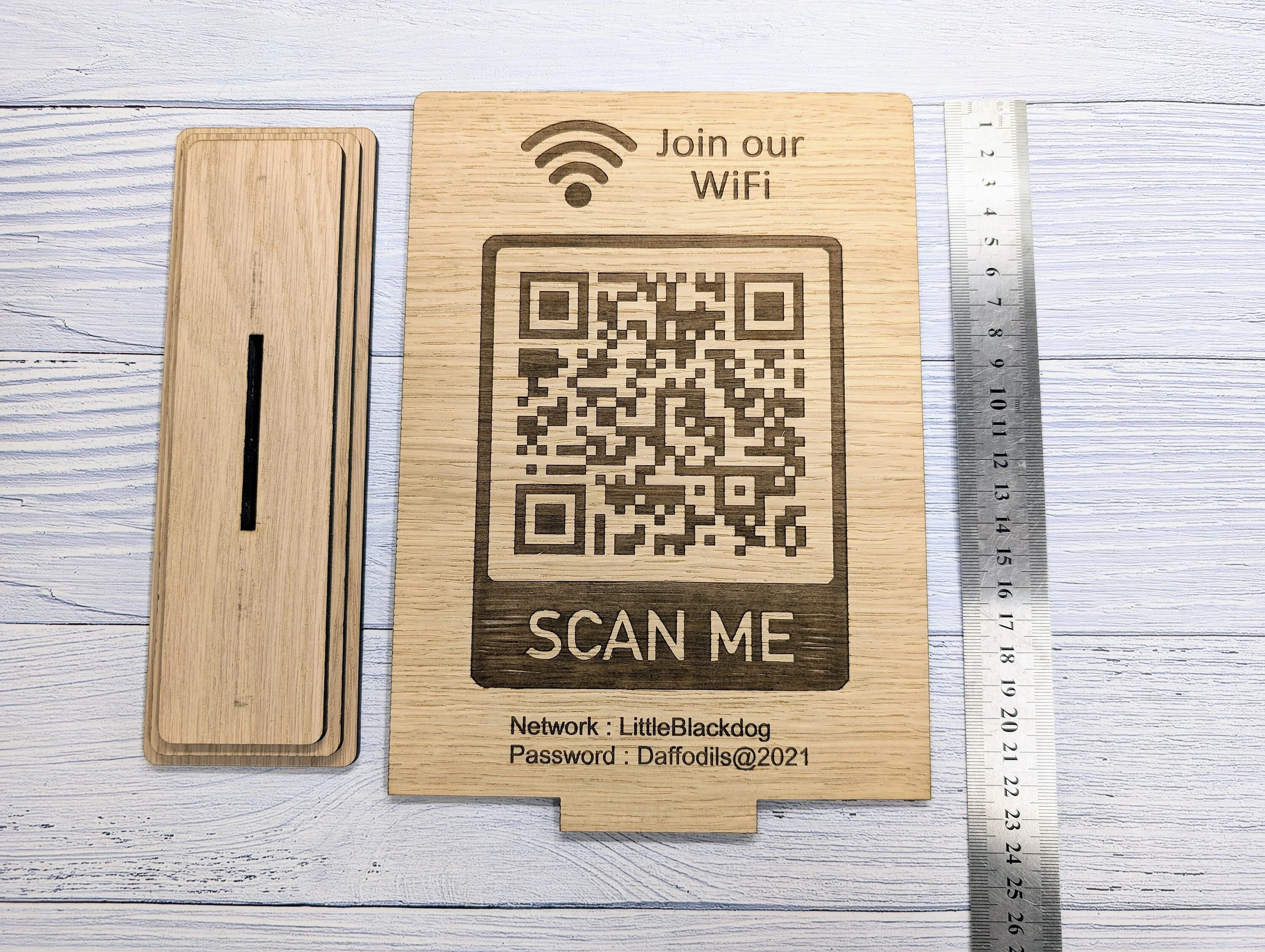 XL Wooden WiFi QR Code Sign, Eco-Friendly Custom Network Name and Password Table Display, Single or Double-Sided, Extra Large - Image 8