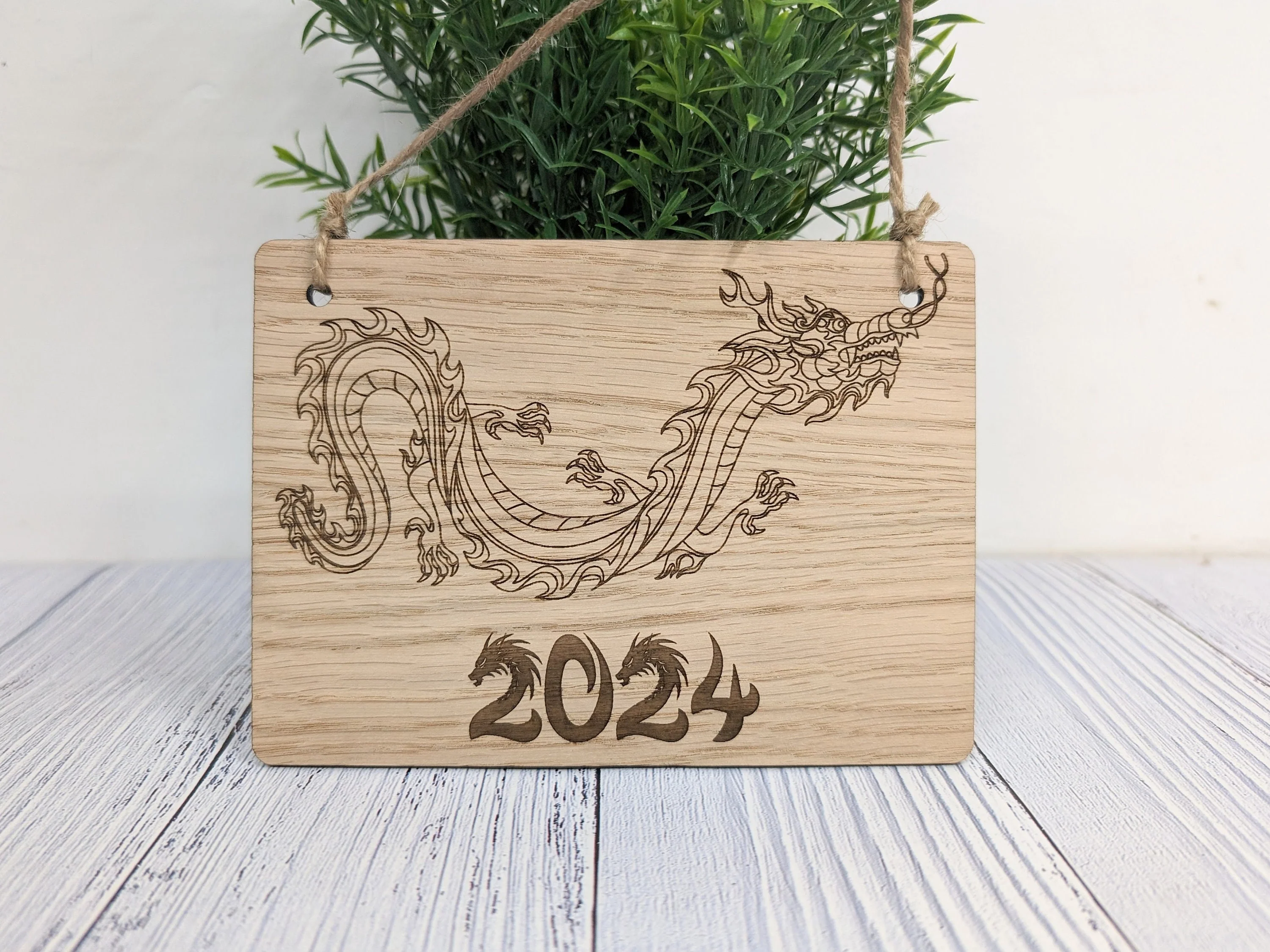 Year of the Dragon 2024 Wooden Sign - Engraved Oak , 4 Sizes | Handmade, Perfect Birthday Gift | Dragon Design, Celebratory Home Decor - Image 7