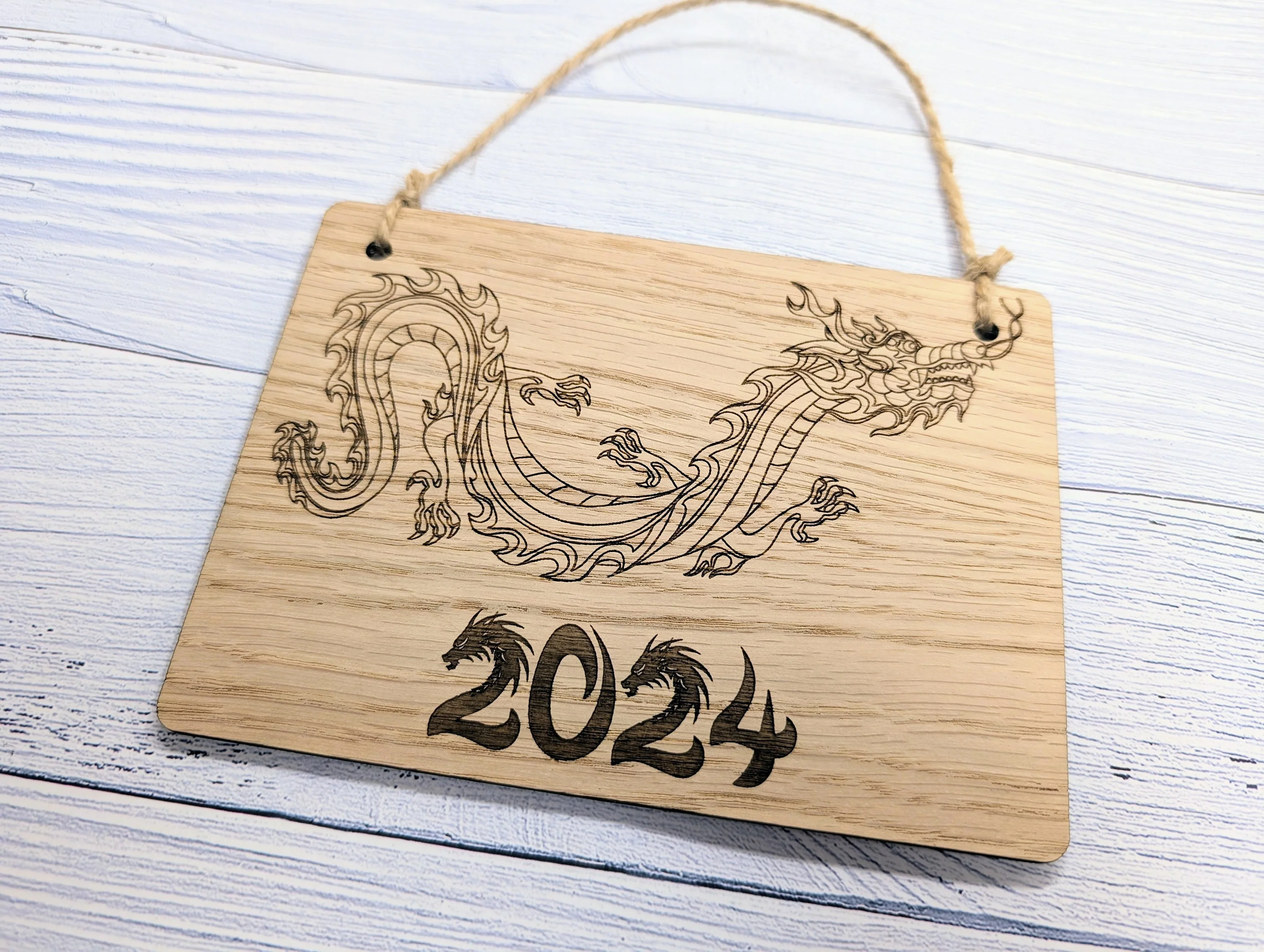 Year of the Dragon 2024 Wooden Sign - Engraved Oak , 4 Sizes | Handmade, Perfect Birthday Gift | Dragon Design, Celebratory Home Decor - Image 9